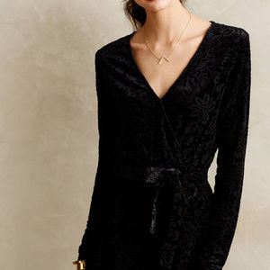 Anthropologie Velvet Burnout Romper MP, LP, L, Black Versatile Jumper By Saylor